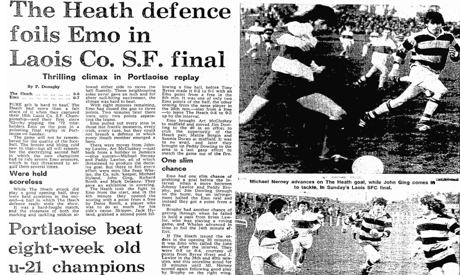 County Final Memory The Heath Get The Better Of Emo In 1974 Julie S