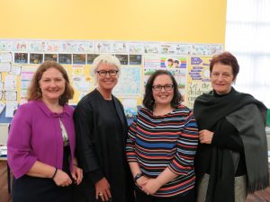 Mrs Liz Kennedy, Mrs Rachel Doyle and Mrs Carmel Dunne with Moya Doherty