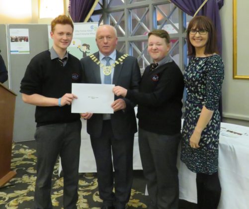 Best Display Award winners Lee Mullen and Richard Mansworth of Dressing Room 1 with Evelyn Reddin and Tom Mulhall