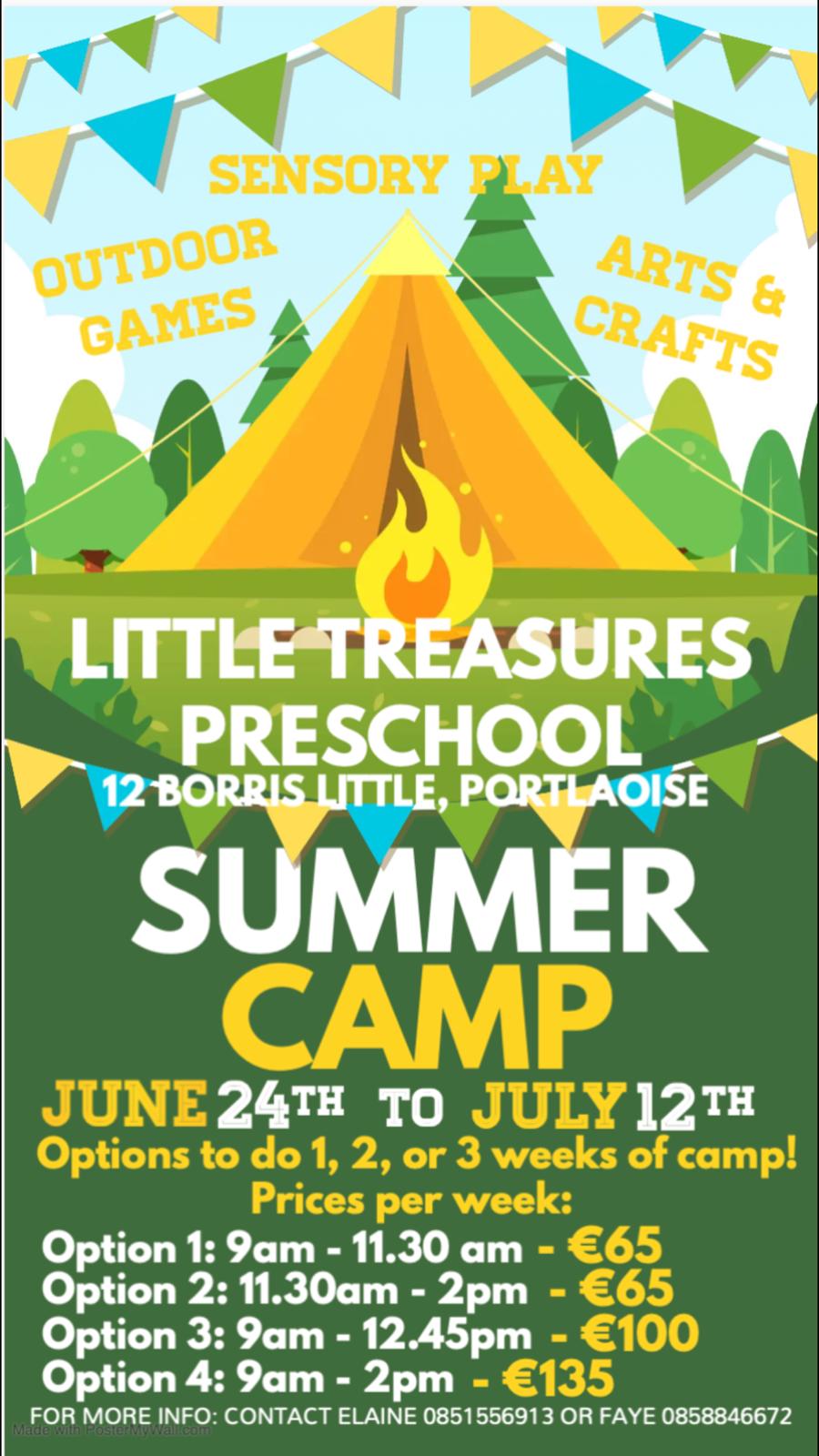 Little Treasures summer camp 2024 as part of the LaoisToday 2024 Summer camp reference list
