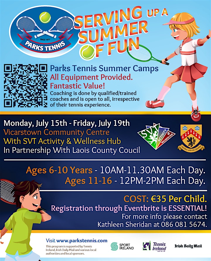 LaoisToday Summer camp listing 2024 Parks Tennis Camp Vicarstown