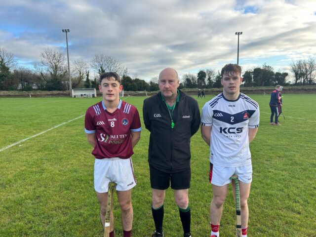 Heywood CS Mark Doheny Referee Gabriel Rafter Mountrath CS Conor Mortimer